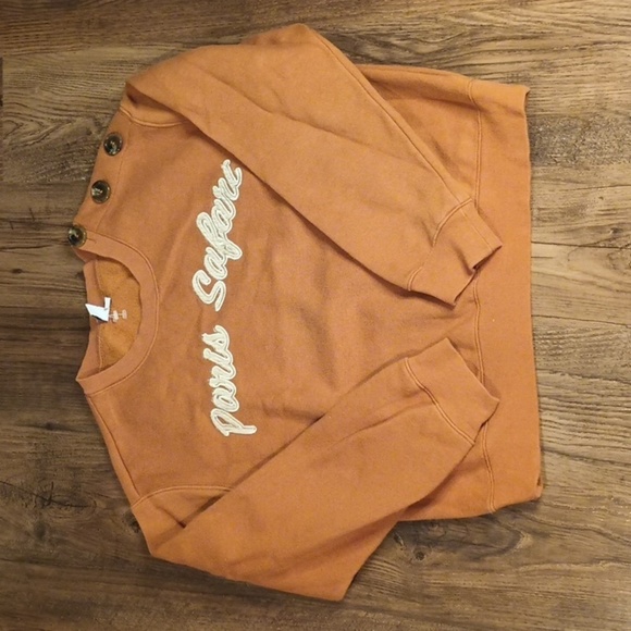 & Other Stories Paris Safari Rusty Brown Embellished Sweatshirt SSS - Picture 1 of 7